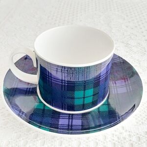 Dunoon Black Watch Tartan Cup and Saucer Set – Made in Scotland Bone China